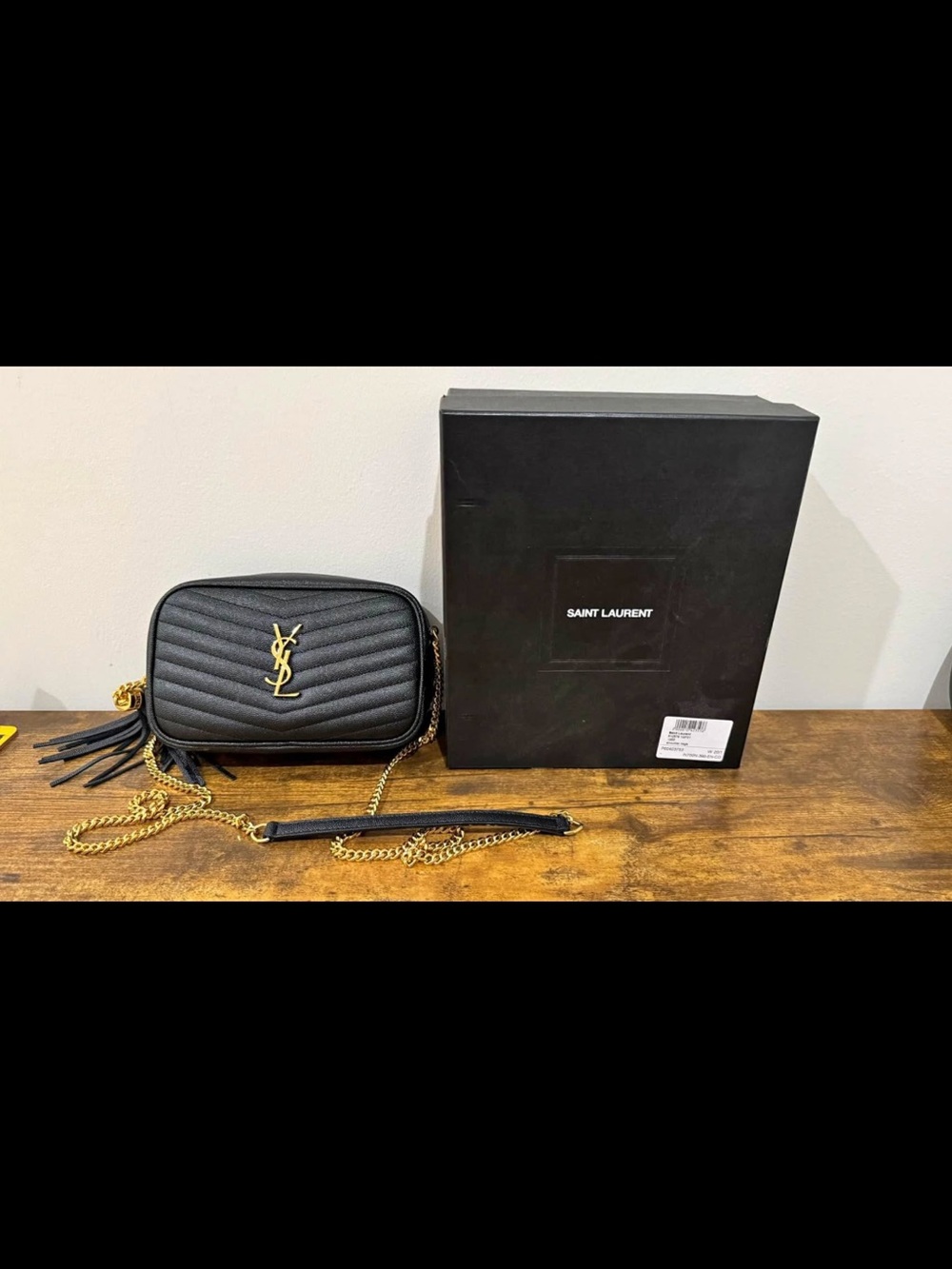 Saint Laurent Black Quilted Crossbody with Gold Hardware